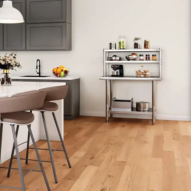 Alt view image 2 of 7 - Stainless Steel Table with Overshelves, 36" X 24" Work Table with 36" X 12" Shelf, Metal Table Prep Table for Home Kitchen Restaurant Garage Warehouse