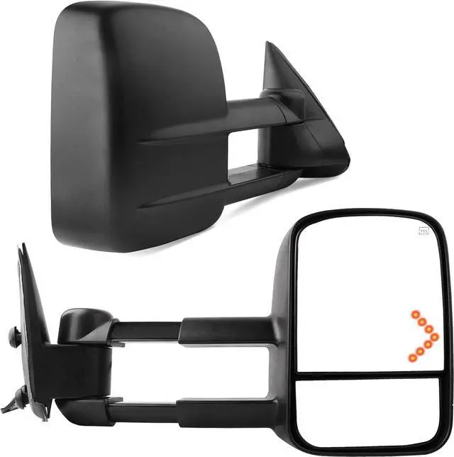 Main image of Compatible with 2003-2006 Chevy Silverado Tahoe GMC Sierra Extendable Tow Mirrors, Powered Heated with Arrow Signal Light