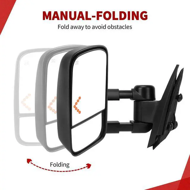 Alt view image 6 of 7 - Compatible with 2003-2006 Chevy Silverado Tahoe GMC Sierra Extendable Tow Mirrors, Powered Heated with Arrow Signal Light