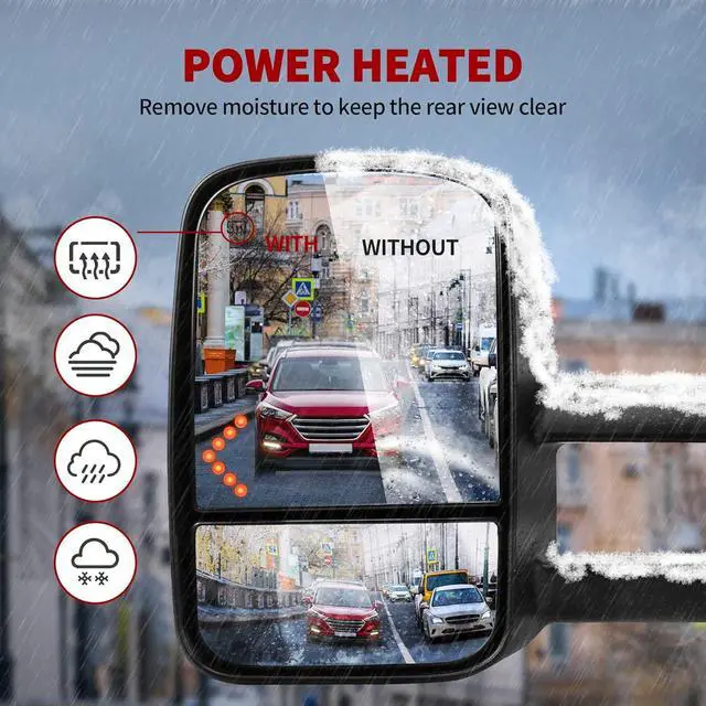 Alt view image 3 of 7 - Compatible with 2003-2006 Chevy Silverado Tahoe GMC Sierra Extendable Tow Mirrors, Powered Heated with Arrow Signal Light
