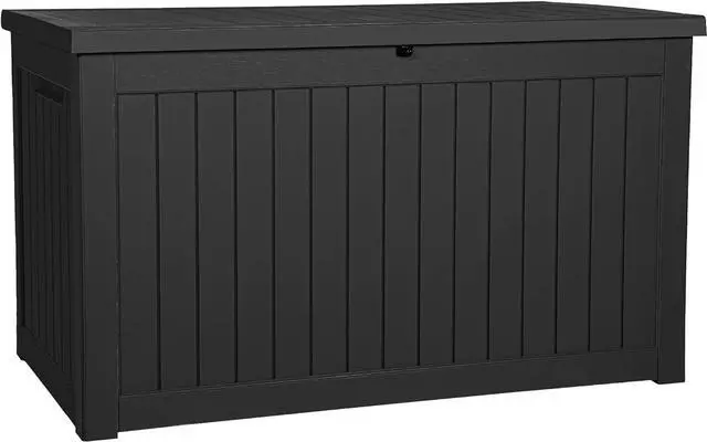 Main image of XXL 230 Gallon Large Outdoor Storage Deck Box for Patio Furniture, Outdoor Cushions, Garden Tools and Sports/Pools Equipment, Weather Resistant Resin, Lockable (Black)