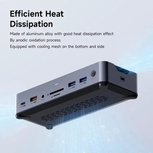 Alt view image 5 of 7 - Hagibis USB C Docking Station with Hard Drive Enclosure, Triple Display USB C Hub 15 in 1 Type C Dongle Adapter with M.2 SSD, 8K DP, 8K HDMI, 100W PD3.0, Gigabit RJ45, SD4.0, Micro SD3.0, USB 3.1, AUX