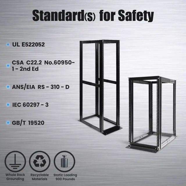 Alt view image 6 of 6 - 15U 4 Post Open Frame Server Rack Enclosure 19" Adjustable Depth