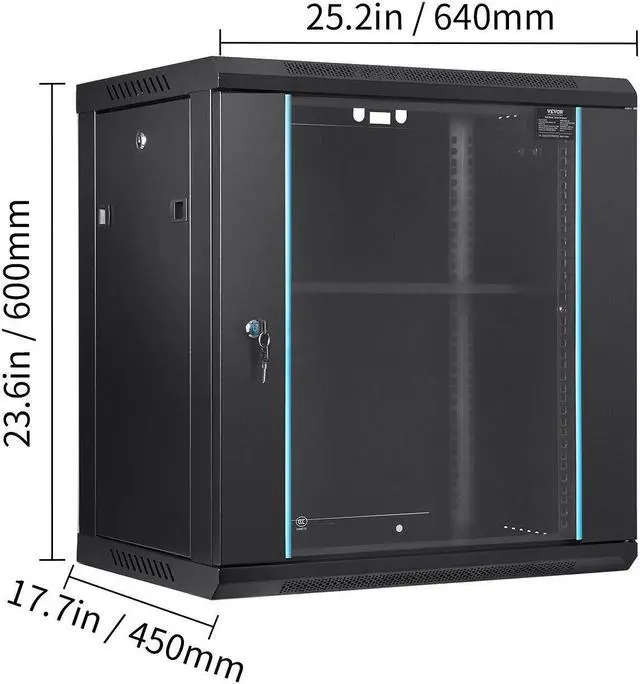 Alt view image 7 of 7 - 12U Wall Mount Network Server Rack Cabinet Enclosure 15.5'' Deep Door Lock