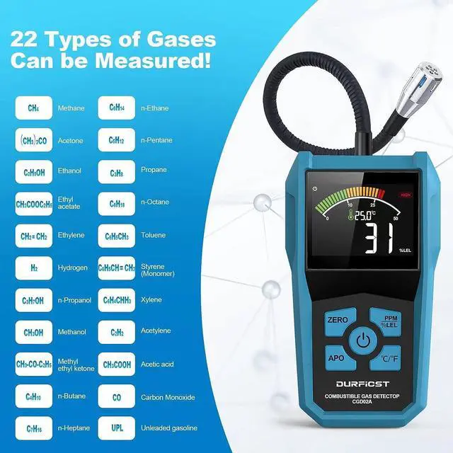 Alt view image 2 of 7 - Natural Gas Detector, Portable Gas Detector, Alarmable Gas Sniffer for Home Measuring Natural Gas, Coal Gas and Other Combustible Gases, Suitable for Kitchen Mobile Caravan Gas Station