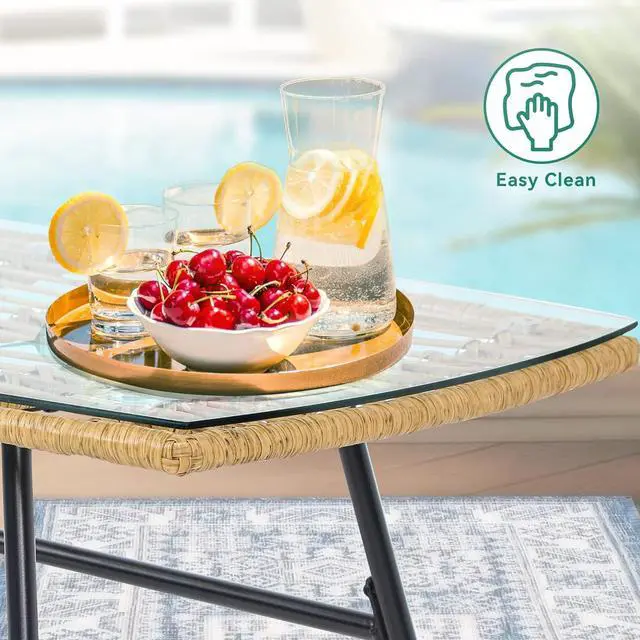 Alt view image 4 of 7 - 4-Piece Patio Furniture Wicker Outdoor Bistro Set, All-Weather Rattan Conversation Loveseat Chairs for Backyard, Balcony and Deck with Soft Cushions and Metal Table (Light Brown+Beige)