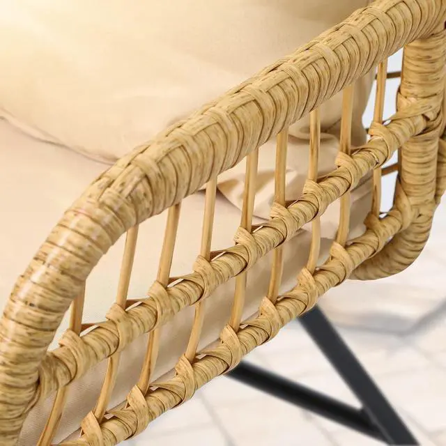 Alt view image 6 of 7 - 4-Piece Patio Furniture Wicker Outdoor Bistro Set, All-Weather Rattan Conversation Loveseat Chairs for Backyard, Balcony and Deck with Soft Cushions and Metal Table (Light Brown+Beige)