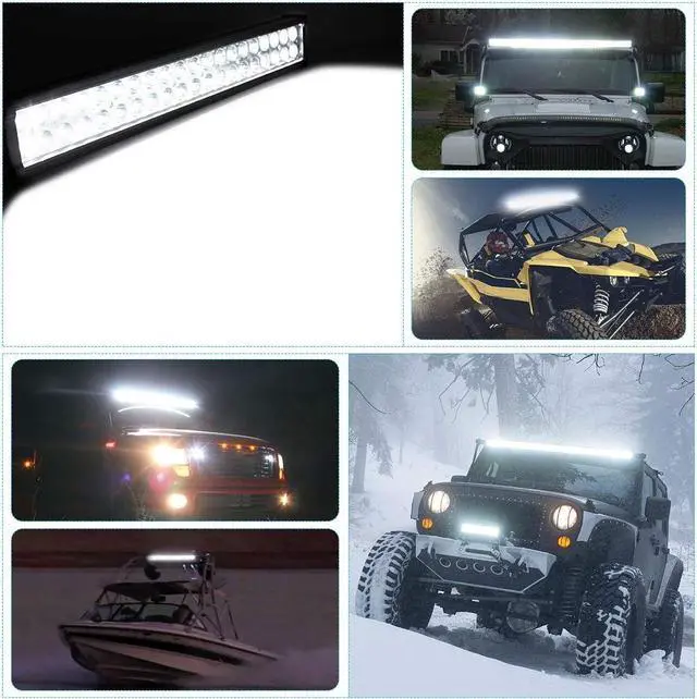 Alt view image 7 of 7 - 22 Inch Light Bar Offroad Spot Flood Combo Led Bar Waterproof Dual Row LED Work Light with Wiring Harness compatible for Truck, 4X4, ATV, Boat, Jeep, LED Light Bar 120W White