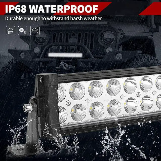 Alt view image 5 of 7 - 22 Inch Light Bar Offroad Spot Flood Combo Led Bar Waterproof Dual Row LED Work Light with Wiring Harness compatible for Truck, 4X4, ATV, Boat, Jeep, LED Light Bar 120W White