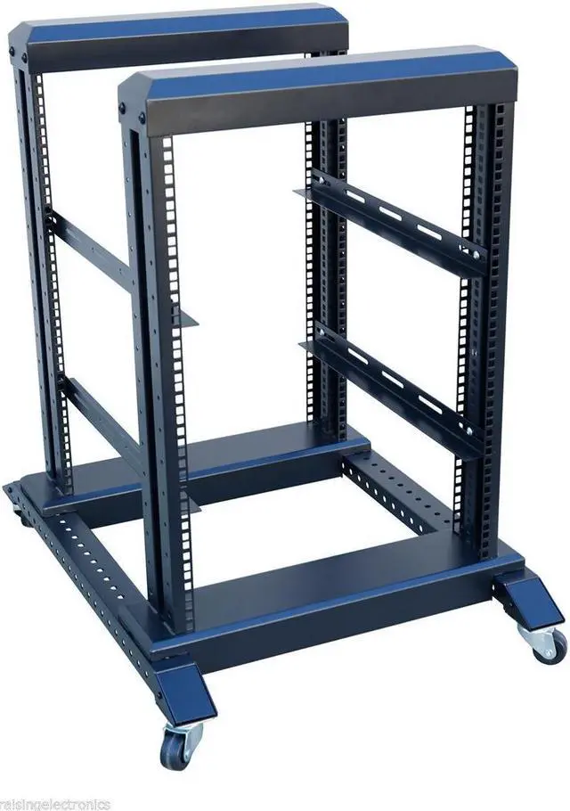 Alt view image 3 of 3 - 15U 4 Post Open Frame 19" Server/Audio Steel Rack 17" Deep