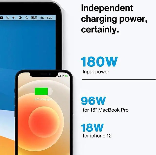 Alt view image 3 of 7 - MacBook Pro Docking Station with 180W Power Adapter, 12 in 2 Dual 4K@60Hz USB C Docking Station for MacBook Pro/Air Thunderbolt 3/4 Dock HDMI 2.0, 96W PD, 10Gbps USB 3.2, 2.5GbE SD/TF Audio