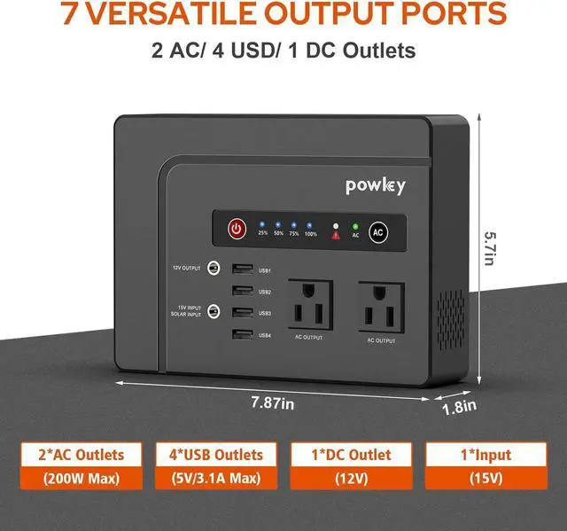 Alt view image 2 of 6 - Powkey Solar Generator with Panel, 146Wh/200W Portable Power Station with Solar Panel 40W, 110V Pure Sine Wave DC/USB/AC Outlet Electric Generator Battery Backup for Outdoor Camping Emergency Home Use