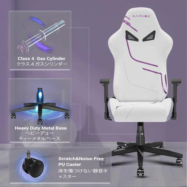Alt view image 5 of 7 - Game Chair Office Chair Ergonomic Computer Game Chair with Lumbar Support and Adjustable Headrest Pillow PC Gaming Chair Cloth for Teens Purple