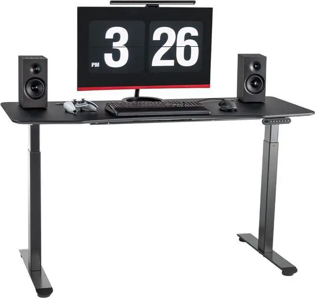 Main image of Standing Desk 60 x 24 Inches Dual-Motor Height Adjustable Desk Electric Sit Stand Desk Home Office Desks Whole Piece Desk Board (Matte Black Desktop/Black Frame)