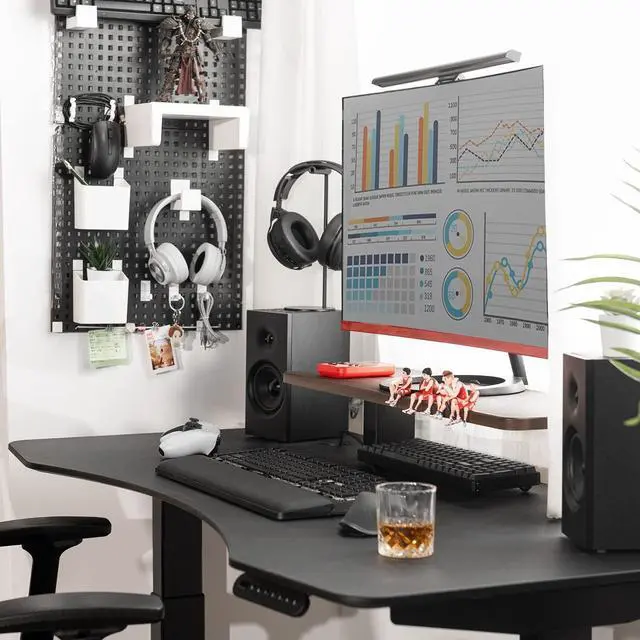 Alt view image 4 of 7 - Standing Desk 60 x 24 Inches Dual-Motor Height Adjustable Desk Electric Sit Stand Desk Home Office Desks Whole Piece Desk Board (Matte Black Desktop/Black Frame)
