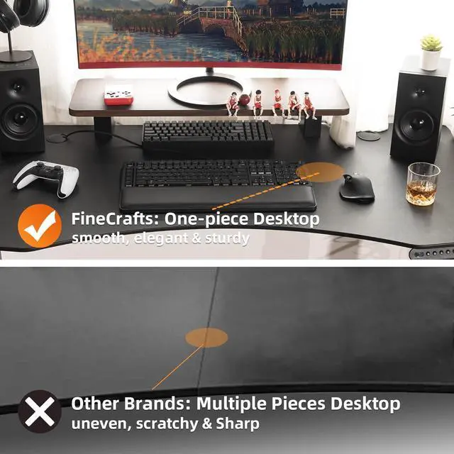 Alt view image 2 of 7 - Standing Desk 60 x 24 Inches Dual-Motor Height Adjustable Desk Electric Sit Stand Desk Home Office Desks Whole Piece Desk Board (Matte Black Desktop/Black Frame)