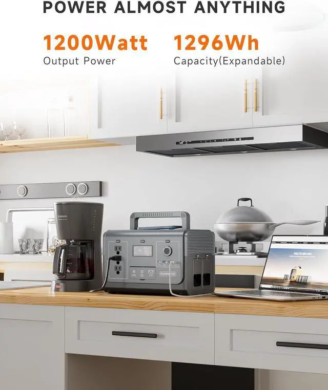 Alt view image 2 of 7 - Solar Generator Rallye 1200 Pro With Carrying Case Bag, 1296Wh Portable Power Station Swappable&Replaceable Batteries, 3X1200W(Peak 2400W) AC oulets for Outdoors Camping/RVs/CPAP/Home