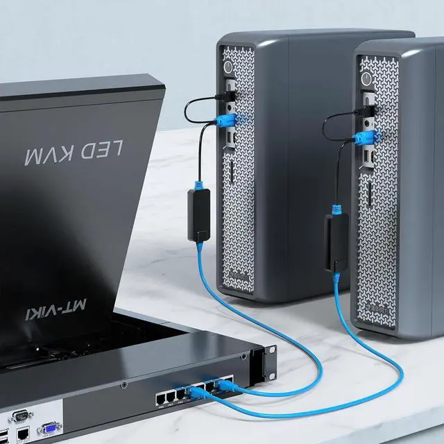 Alt view image 5 of 5 - 1 Pack USB HDMI to RJ45 Dongle, Work for MT-VIKI CAT6 KVM Switch (1708MS-IP/1708MS) Extend Distances up to 230ft/70m from KVM Console to Servers
