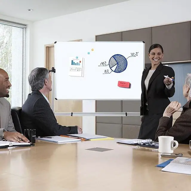 Alt view image 5 of 5 - Double-Sided Magnetic Mobile Whiteboard,72 x 40 Inches Aluminium Frame and Stand