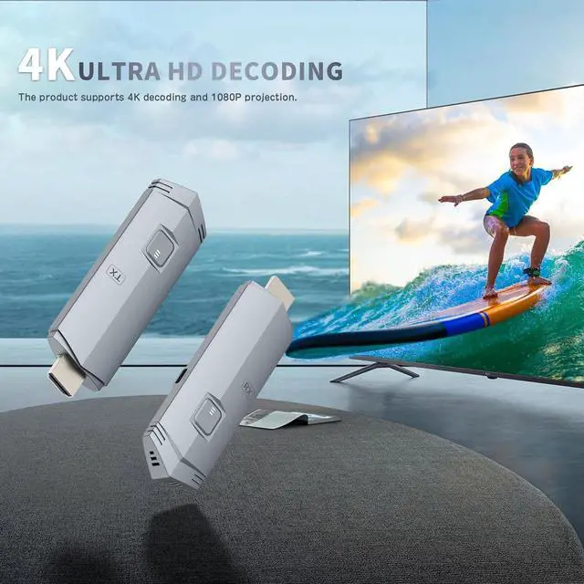 Alt view image 4 of 7 - Wireless HDMI Transmitter and Receiver, HDMI Wireless Extender Portable Wireless HDMI Kit, Plug & Play, Support 2.4/5GHz for Streaming Video and Audio to Monitor from Laptop/Pc/Tv Box/Projector