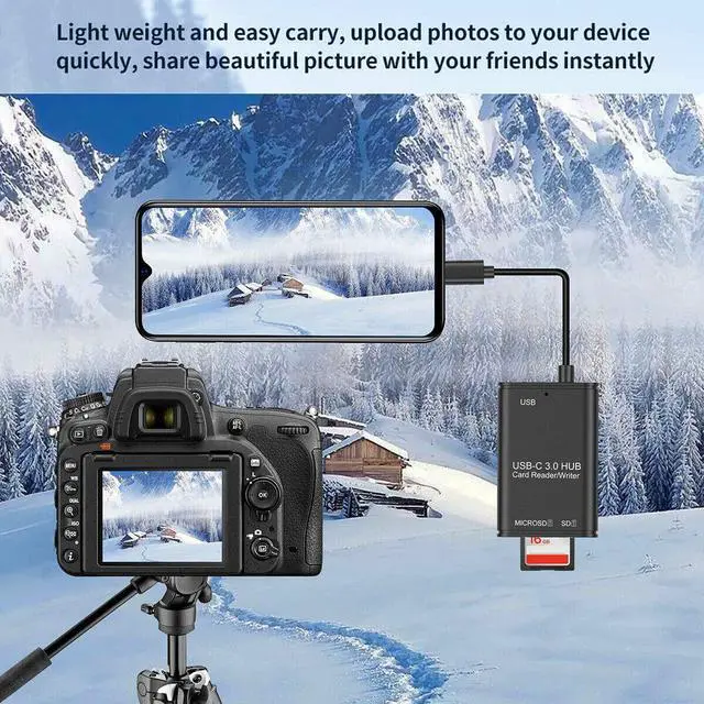 Alt view image 6 of 7 - USB C to SD Card Reader Writer OTG Adapter USB 3.0 Micro SD Memory Card Reader