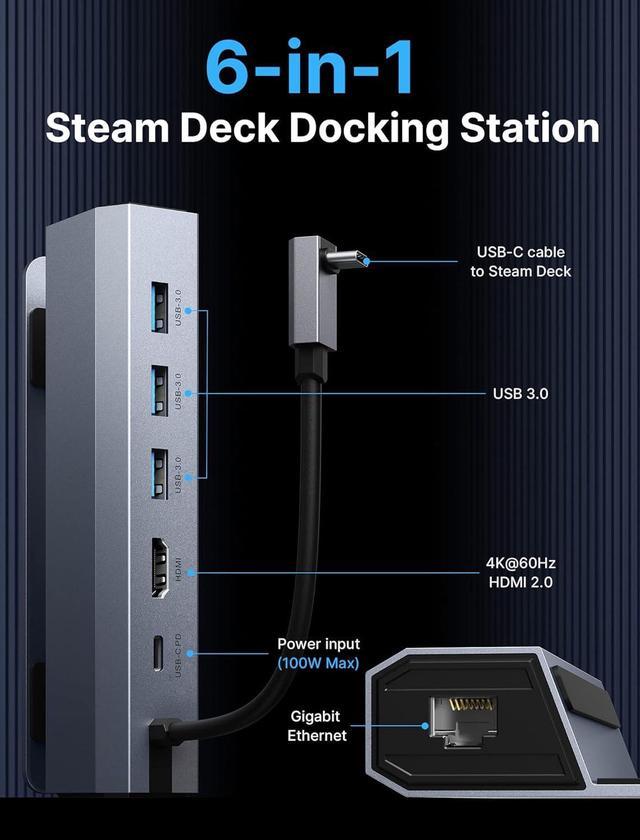 For Steam Deck/Asus ROG Ally 9/10/11 in 1 USB C Docking Station USB 3.0 HUB  HDMI 4K 60Hz Gigabit Ethernet PD100W Dock Station