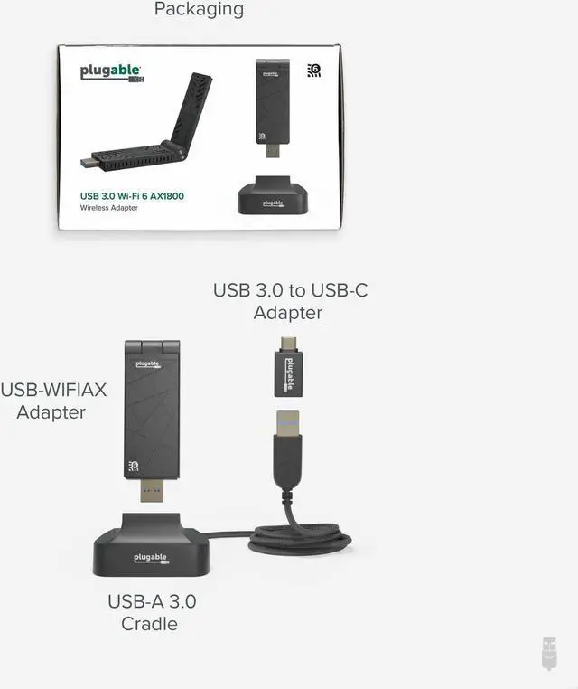 Alt view image 7 of 7 - WiFi 6 USB Wireless Adapter, AX1800 USB 3.0 USB C, 2.4 + 5GHz Dual Band