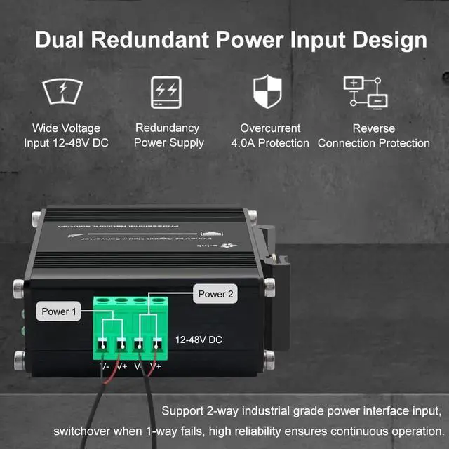 Alt view image 3 of 6 - 3 Port Hardened Industrial Gigabit Din Rail Switch,10/100/1000Mbps Ethernet Switch Din Rail 24V,8Gbps Switching Capacity,IP40 Rated Unmanaged Network Switch(-40~80°C)