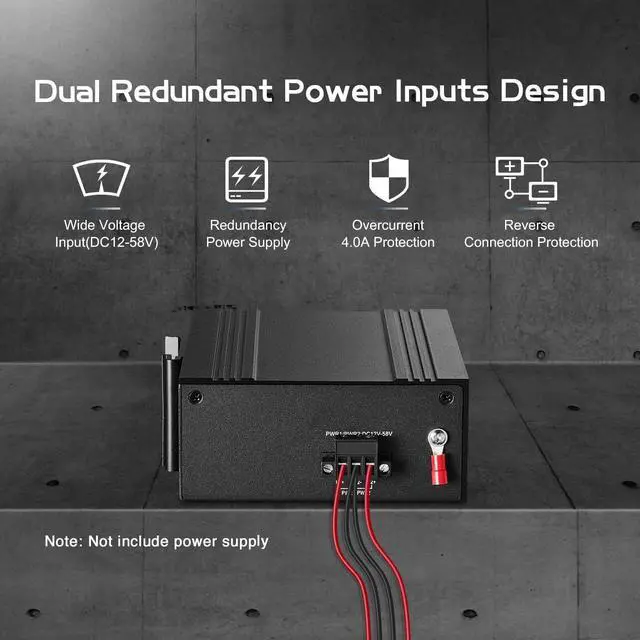Alt view image 3 of 7 - 10 Port Gigabit L2+ Managed Industrial DIN-Rail Switch, 8 Gigabit Ethernet Ports, 2 Gigabit SFP, Vlan|Route|Ring|ACL|Qos Web/Console Managed