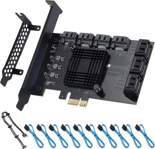 Main image of PCIE SATA Card 10 Port with 10 SATA Cable, 6Gbps SATA 3.0 Controller PCI Express Expansion Card with Low Profile Bracket, Support 10 SATA 3.0 Devices,Compatible with Windows,MAC,Linux System