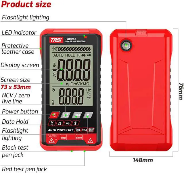 Alt view image 5 of 7 - Digital Multimeter Voltmeter Ammeter AC DC Volt Ohmmeter Tester Meter Auto Range
