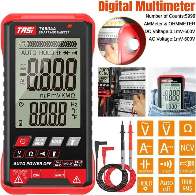 Alt view image 7 of 7 - Digital Multimeter Voltmeter Ammeter AC DC Volt Ohmmeter Tester Meter Auto Range