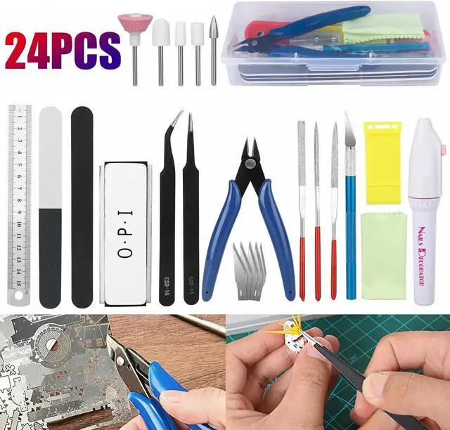 Main image of 24PCS Gundam Modeler Basic Tool Set Craft Kit Car Model Hobby Building Repairing