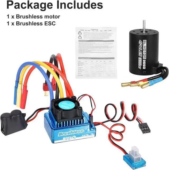Alt view image 6 of 6 - 3650 3900KV Waterproof Brushless Motor 120A ESC Combo Set for 1/10 RC Car Truck