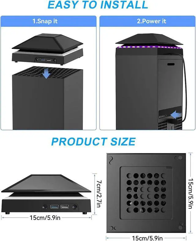 Alt view image 6 of 7 - USB Cooling Fan Vertical Stand Cooler Accessories For Xbox Series X Game Console