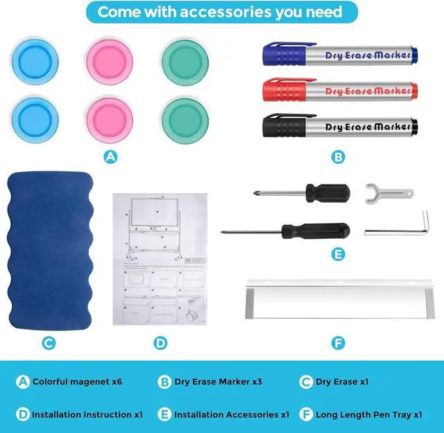 Alt view image 7 of 7 - Rolling Whiteboard on Wheels, 72 x 40 inch Double-Sided Magnetic Dry Erase Board Large Mobile White Board with Stand Reversible Whiteboard with 1 Eraser, 3 Markers and 6 Magnets