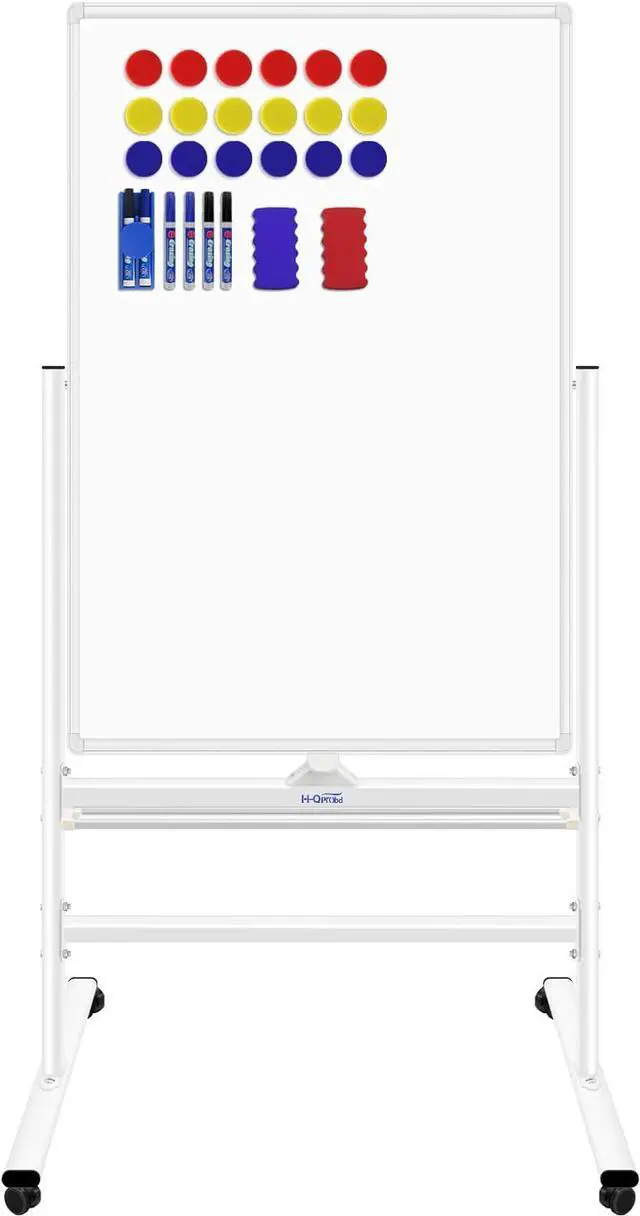 Main image of Magnetic Whiteboard Mobile Dry Erase Board with Stand 40"x28" Double Side Rolling Whiteboards on Wheels for Home, Office & School