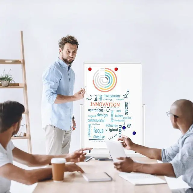 Alt view image 4 of 6 - Magnetic Whiteboard Mobile Dry Erase Board with Stand 40"x28" Double Side Rolling Whiteboards on Wheels for Home, Office & School