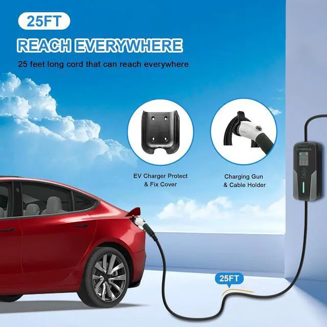 Alt view image 7 of 7 - Eletronova Level 2 EV Charger 240V /40 Amp UL & Energy Star Certified Metal Case Indoor/Outdoor Charging Station,NEMA 14-50 Plug 25-Foot Cable for Electric Cars
