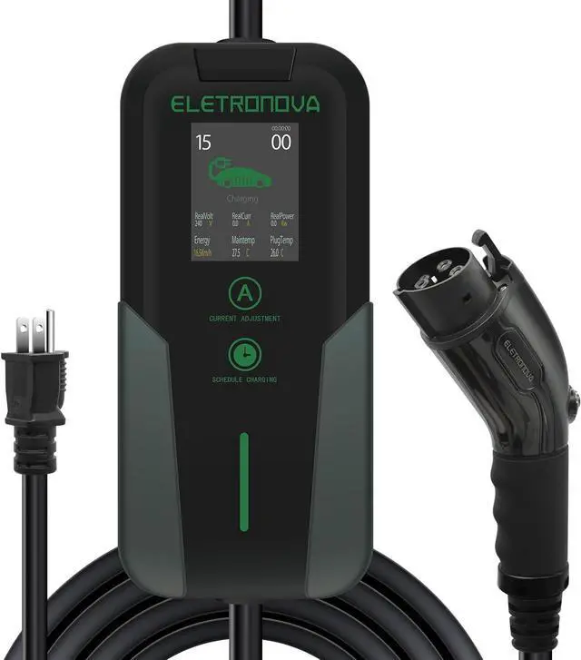 Main image of Eletronova Level 1 EV Charger 240V /15 Amp UL & Energy Star Certified Metal Case Indoor/Outdoor Charging Station,NEMA 5-15 Plug 25-Foot Cable for Electric Cars