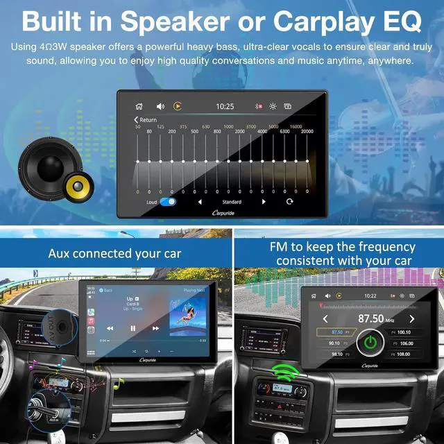 Alt view image 4 of 6 - [2024] Carpuride W901 Pro Portable Apple Carplay & Android Auto with Car Bluetooth Transmission, 9 inch Portable Car Stereo 1080P Touch Screen, Mirror Link/GPS/Siri/FM/AUX/Google, Dashboard Mounted