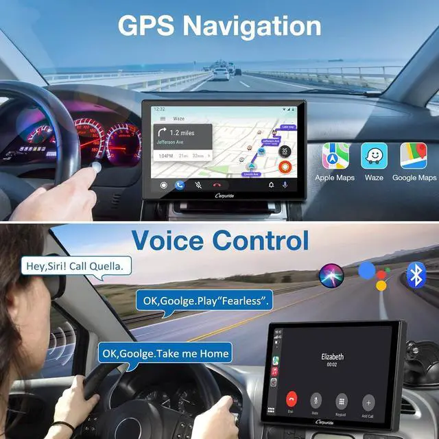 Alt view image 5 of 6 - [2024] Carpuride W901 Pro Portable Apple Carplay & Android Auto with Car Bluetooth Transmission, 9 inch Portable Car Stereo 1080P Touch Screen, Mirror Link/GPS/Siri/FM/AUX/Google, Dashboard Mounted