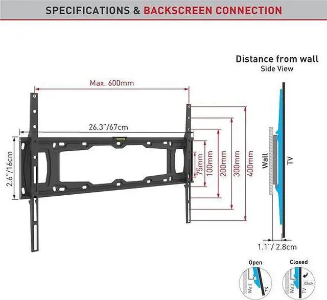 Alt view image 2 of 7 - E400+ Fixed Flat/Curved Screen TV Wall Mount 13" - 90" Holds up to 132lbs