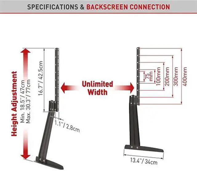 Alt view image 2 of 6 - S40 Tabletop Stand Legs TV Mount - Fixed 13" - 70" | 33 - 178 cm
