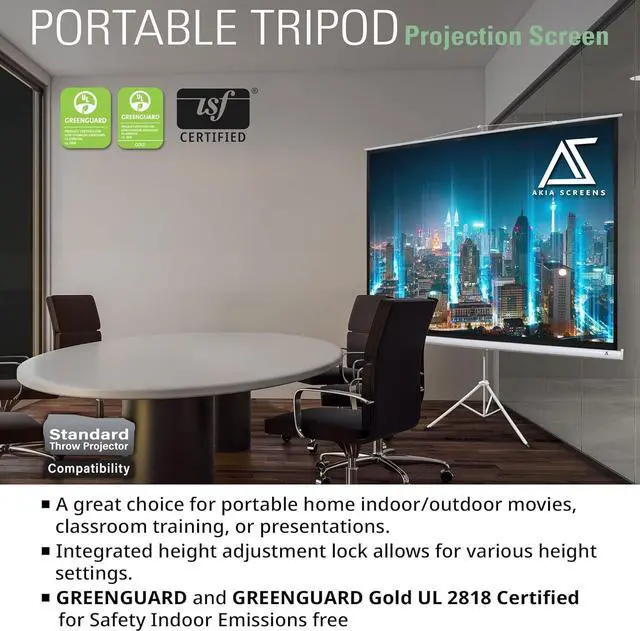 Alt view image 4 of 7 - Screens 100 inch Projector Screen with Stand 16:9 HD 1.1 Gain 180° Viewing Angle Wrinklefree Tripod Screen Pull Up Foldable Stand for Movie Office Home Theater Indoor Outdoor Travel AK-T100SB1