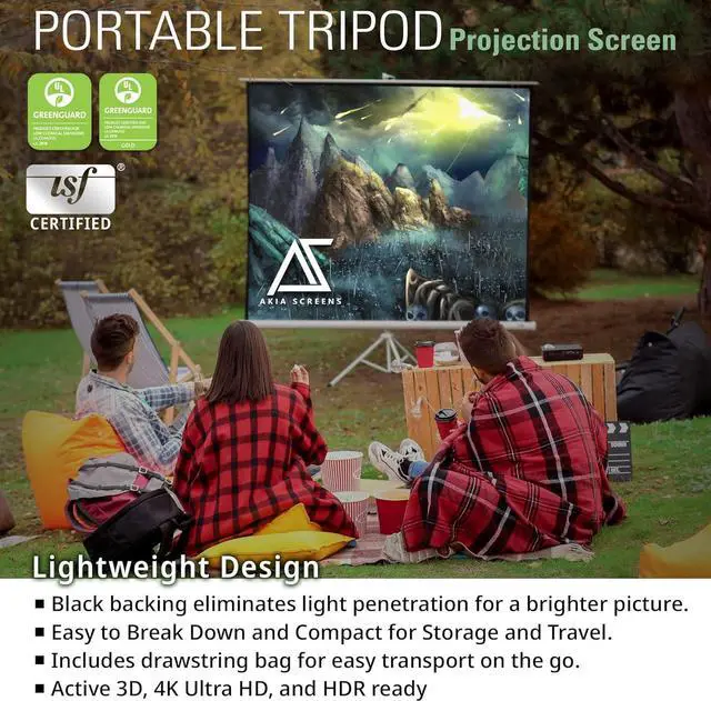 Alt view image 5 of 7 - Screens 100 inch Projector Screen with Stand 16:9 HD 1.1 Gain 180° Viewing Angle Wrinklefree Tripod Screen Pull Up Foldable Stand for Movie Office Home Theater Indoor Outdoor Travel AK-T100SB1