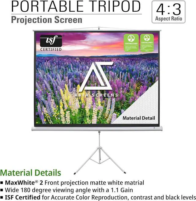 Alt view image 6 of 7 - Screens 100 inch Projector Screen with Stand 16:9 HD 1.1 Gain 180° Viewing Angle Wrinklefree Tripod Screen Pull Up Foldable Stand for Movie Office Home Theater Indoor Outdoor Travel AK-T100SB1
