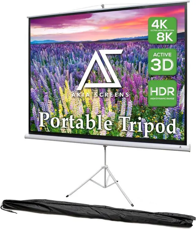 Main image of Screens 100 inch Projector Screen with Stand 16:9 HD 1.1 Gain 180° Viewing Angle Wrinklefree Tripod Screen Pull Up Foldable Stand for Movie Office Home Theater Indoor Outdoor Travel AK-T100SB1
