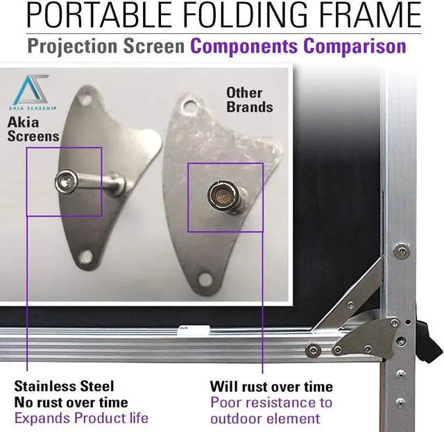 Alt view image 3 of 6 - 120 inch Portable Outdoor Projector Screen with Stand and Bag 16:9 8K 4K Ultra HD 3D Adjustable Height Foldable Projection Screen Silver for Movie Video Home Theater AK-OS120H1