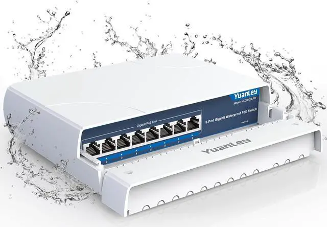 Main image of 8-Port PoE Switch Gigabit- Waterproof Outdoor Ethernet Unmanaged Network Switch 1000Mbps, 120W Built-in Power, IEEE802.3af/at Support and Plug & Play, Ideal for Outdoor Use